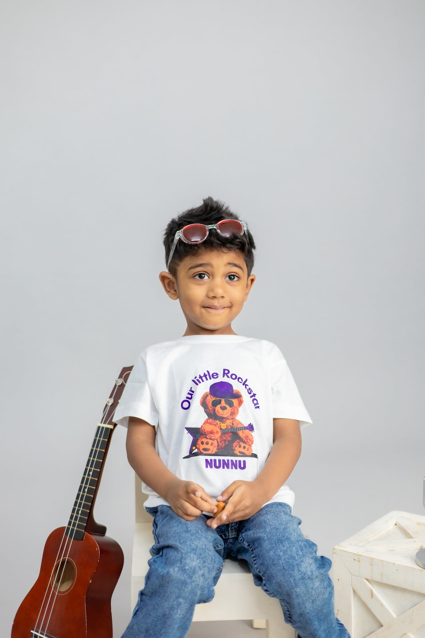 Little Rockstar Teddy Custom Kids Tee