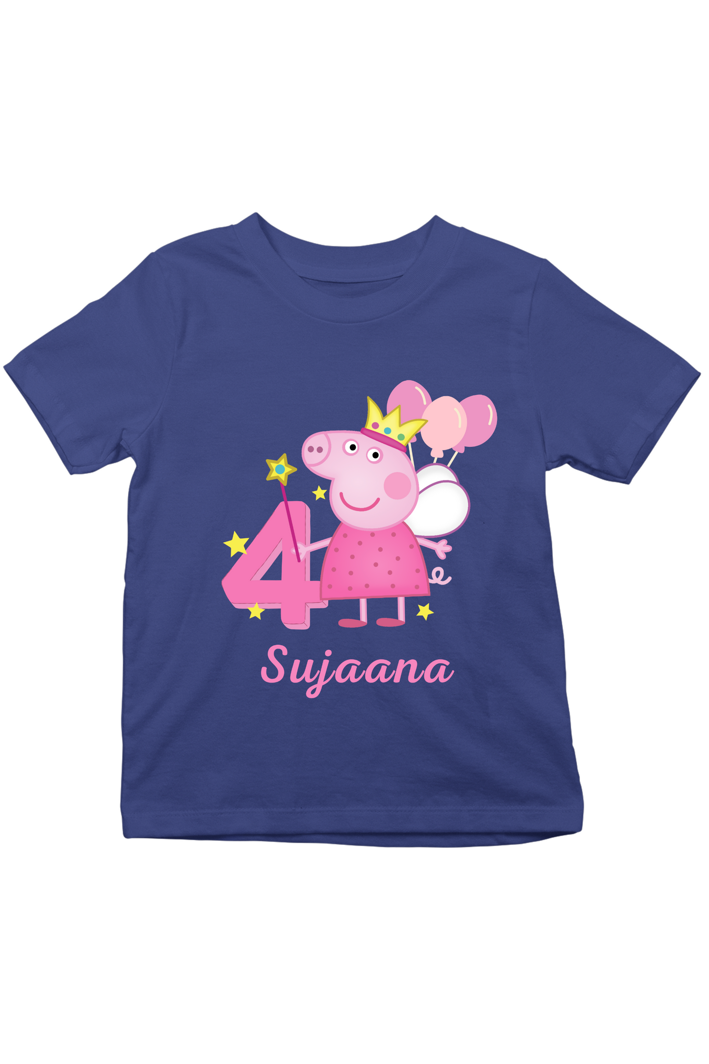 Peppa Pig 4 With Custom Kid Name - Kids Tee