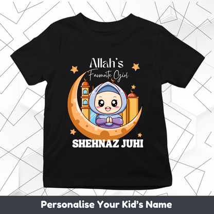 Allah's Favorite (Girl) With Custom Kid Name Tee