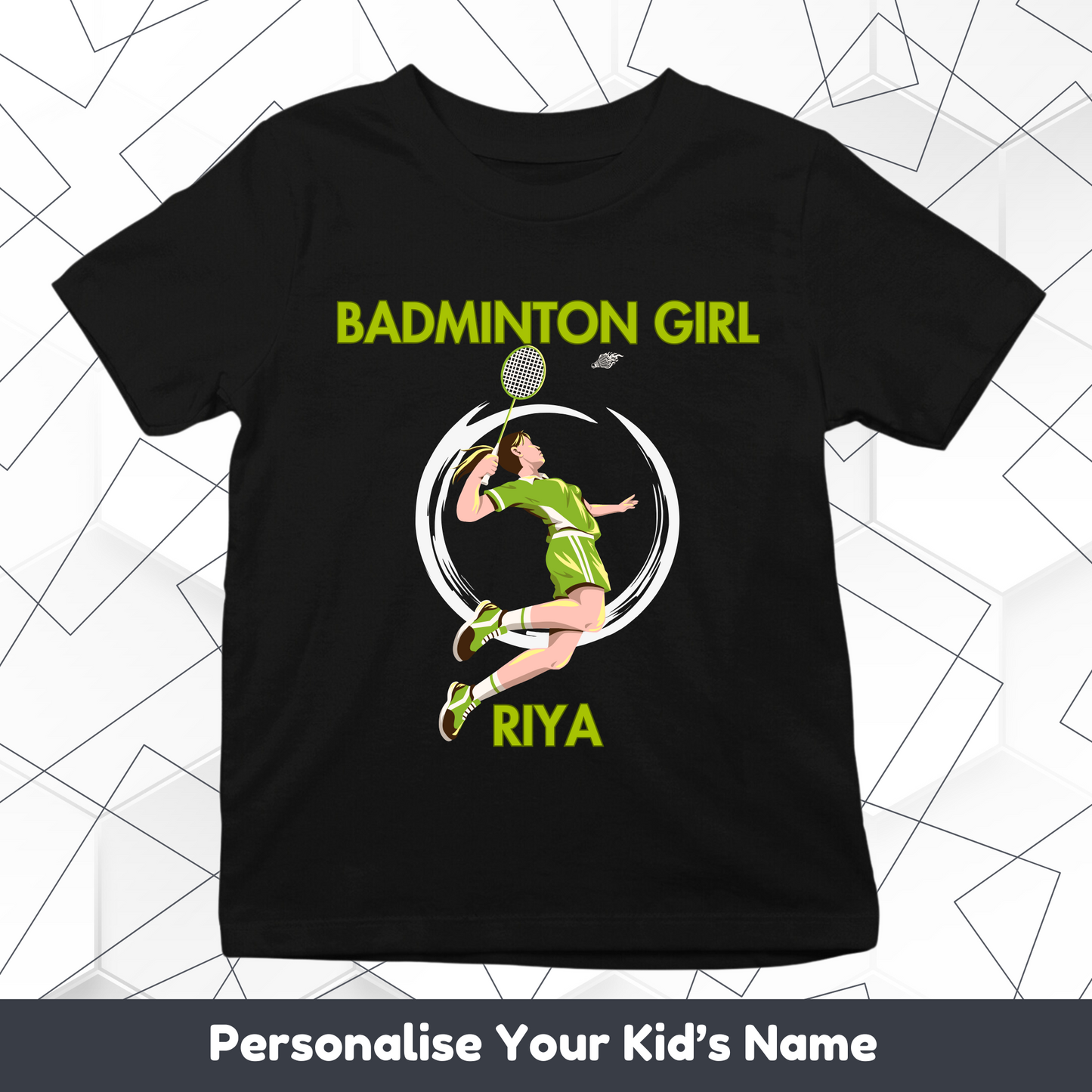 Badminton Girl Custom Kids Tee