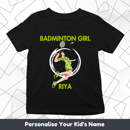 Badminton Girl Custom Kids Tee