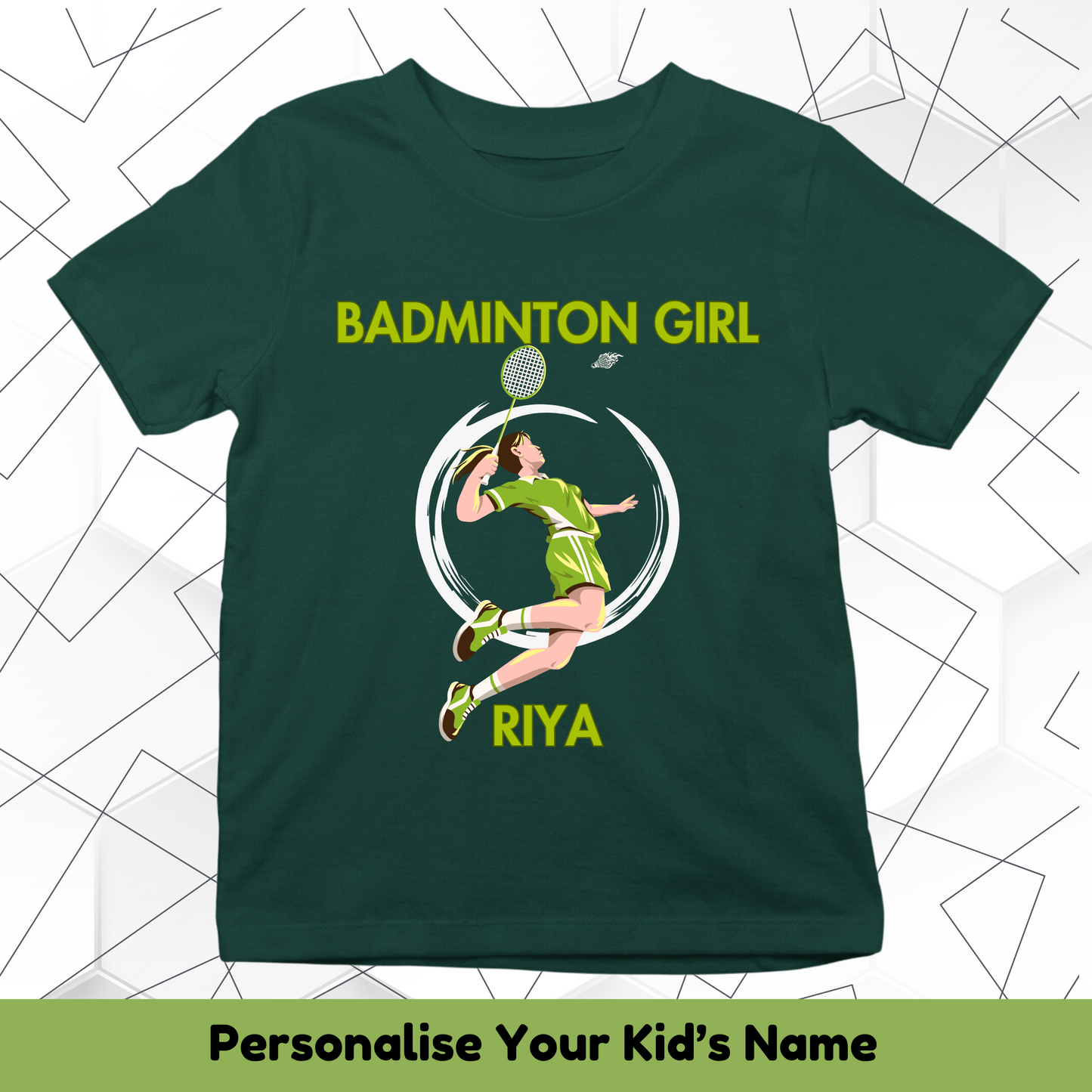 Badminton Girl Custom Kids Tee
