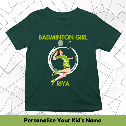 Badminton Girl Custom Kids Tee