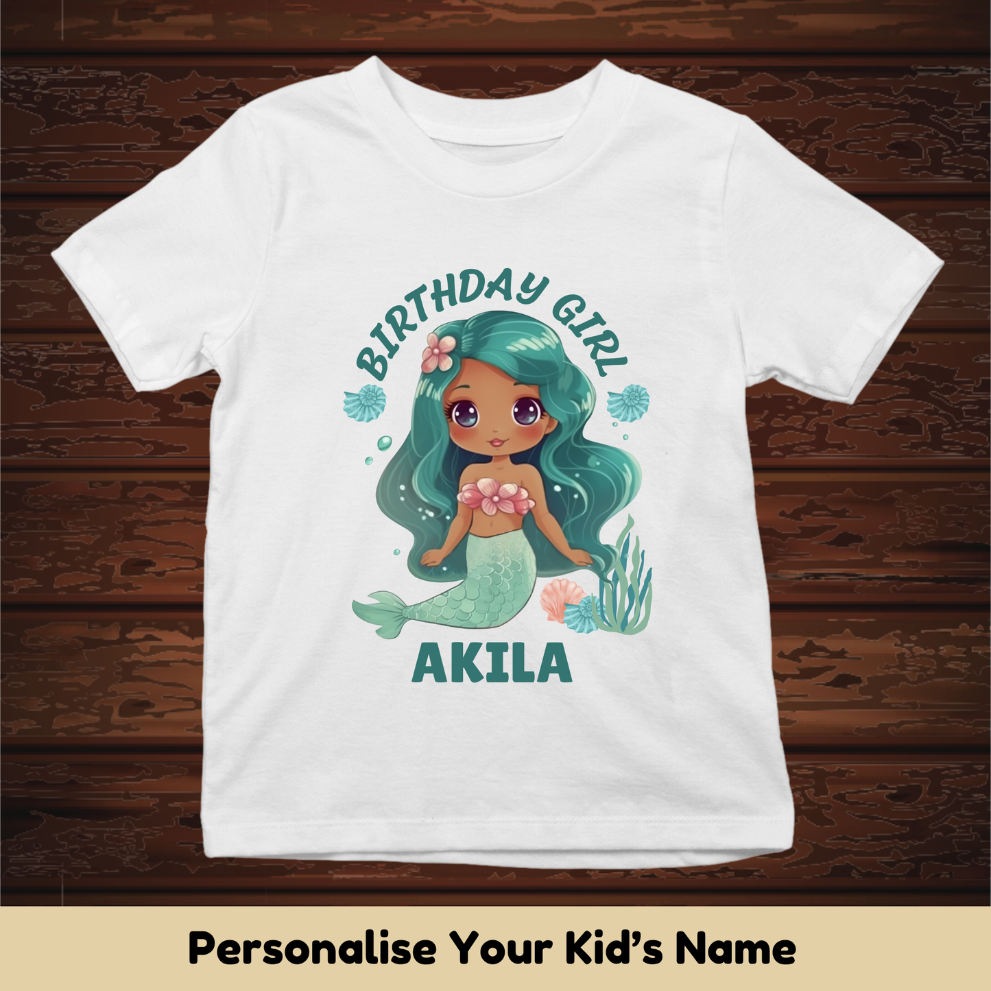 Mermaid Birthday Girl Custom Kids Tee