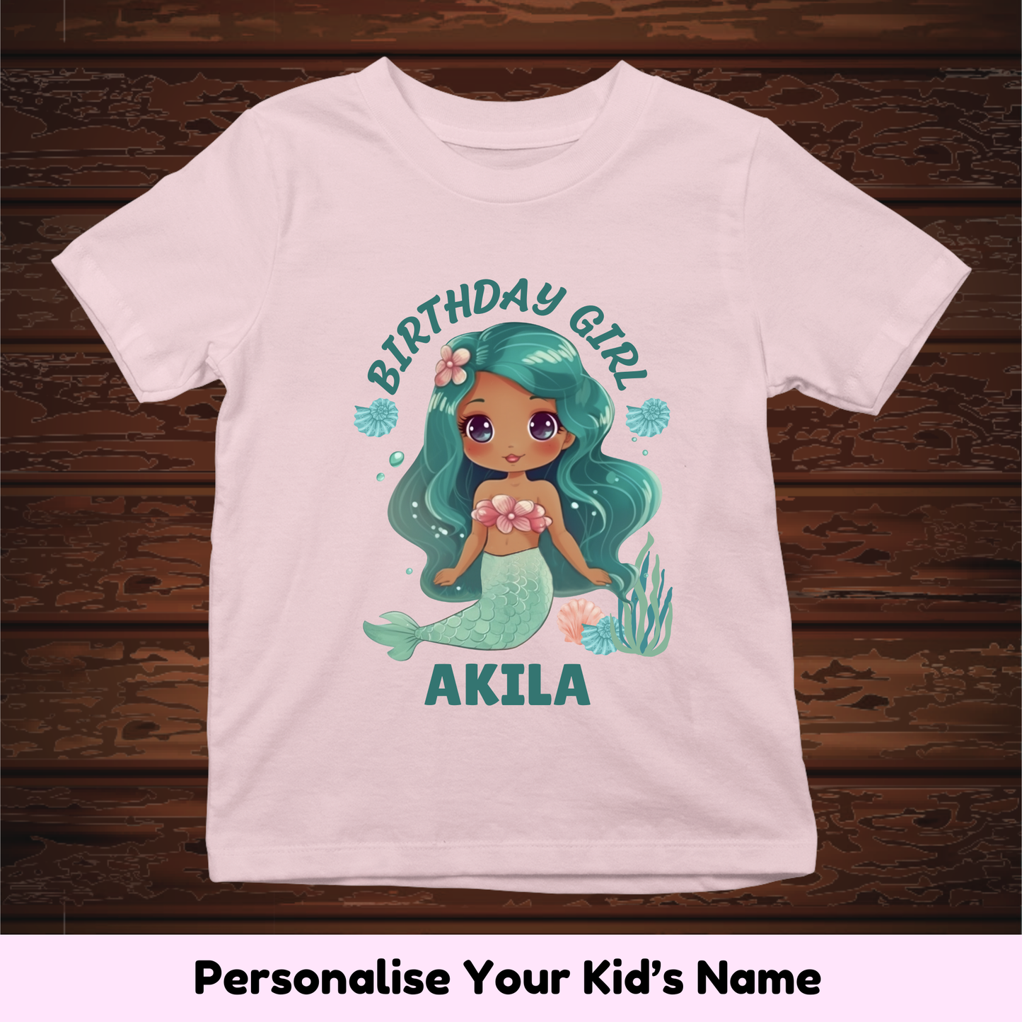 Mermaid Birthday Girl Custom Kids Tee