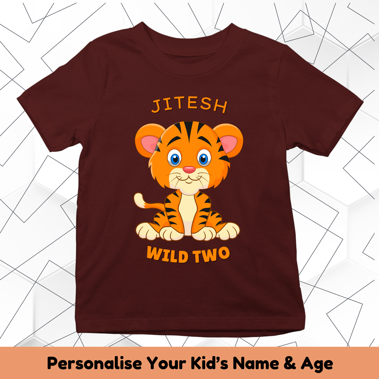 Little Tiger Birthday With Custom Kid Name & Age - Kids Tee