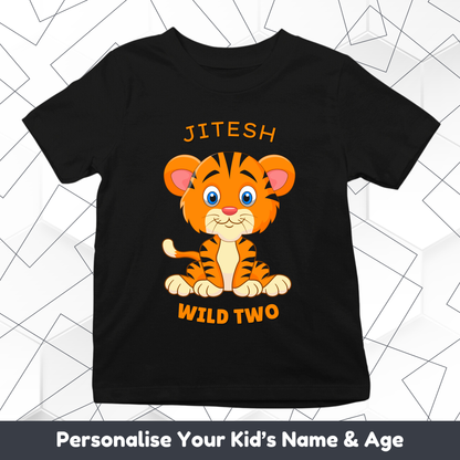 Little Tiger Birthday With Custom Kid Name & Age - Kids Tee