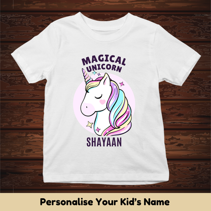 Magical Unicorn With Custom Kid Name - Kids Tee