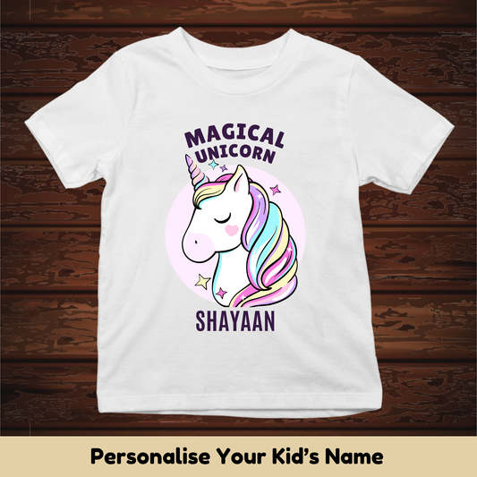 Magical Unicorn With Custom Kid Name - Kids Tee