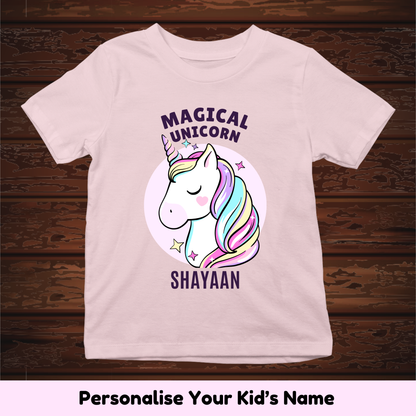 Magical Unicorn With Custom Kid Name - Kids Tee