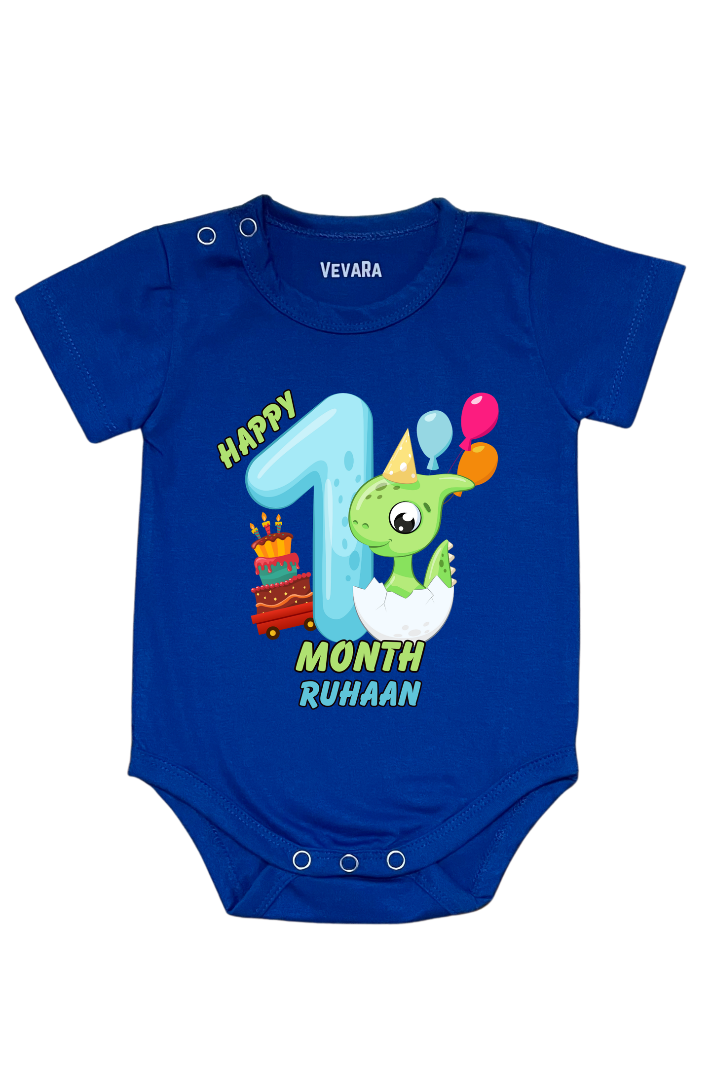 Dino One Month Milestone With Custom Baby Name - Romper