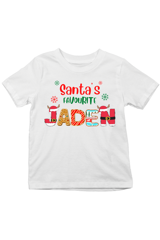 Santa's Favourite With Custom Kids Name Tee