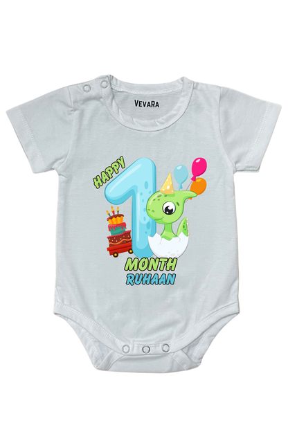 Dino One Month Milestone With Custom Baby Name - Romper