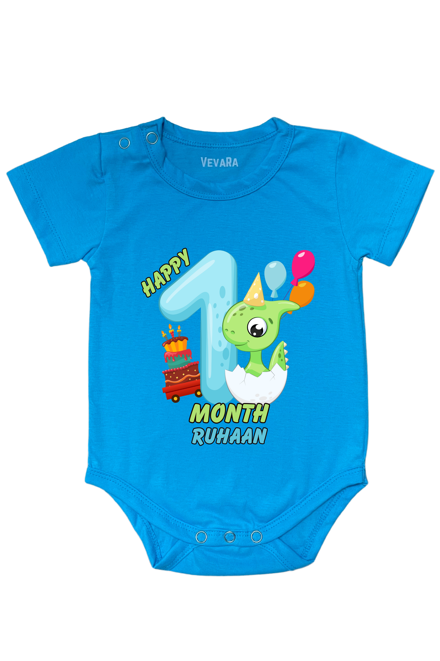 Dino One Month Milestone With Custom Baby Name - Romper