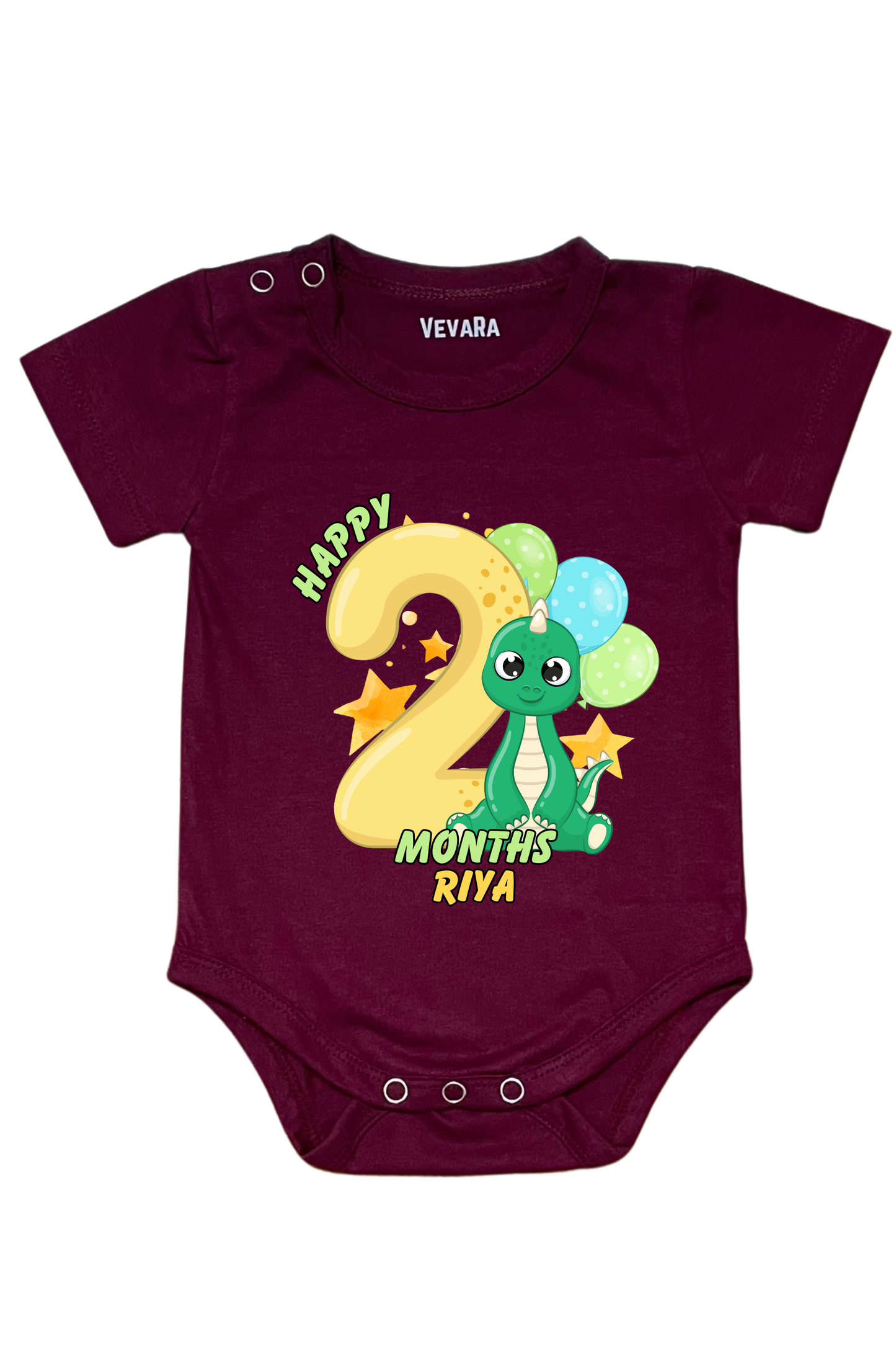 Dino Two Month Milestone With Custom Baby Name - Romper