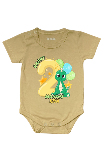 Dino Two Month Milestone With Custom Baby Name - Romper