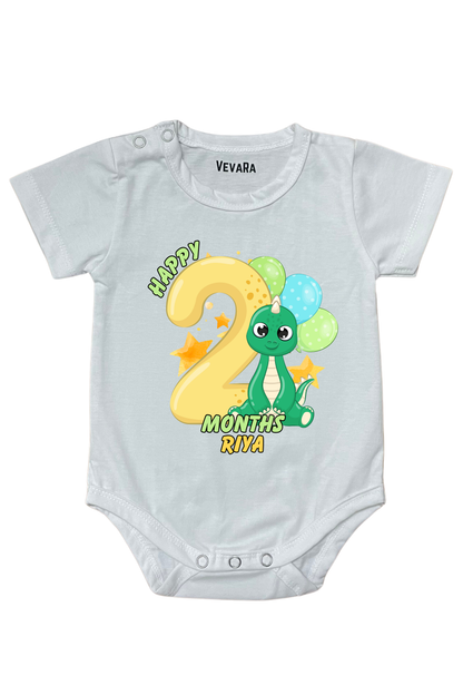 Dino Two Month Milestone With Custom Baby Name - Romper