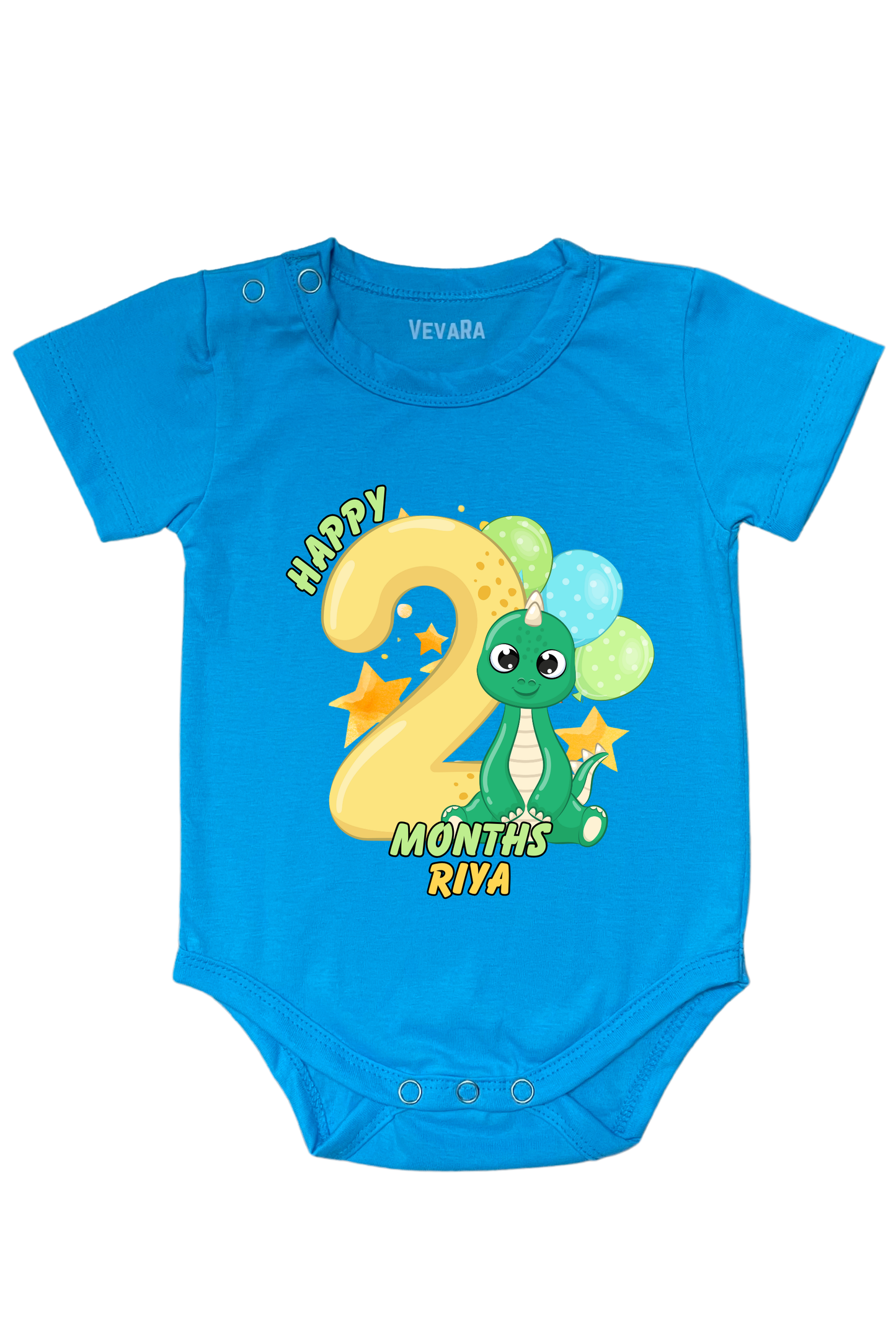 Dino Two Month Milestone With Custom Baby Name - Romper