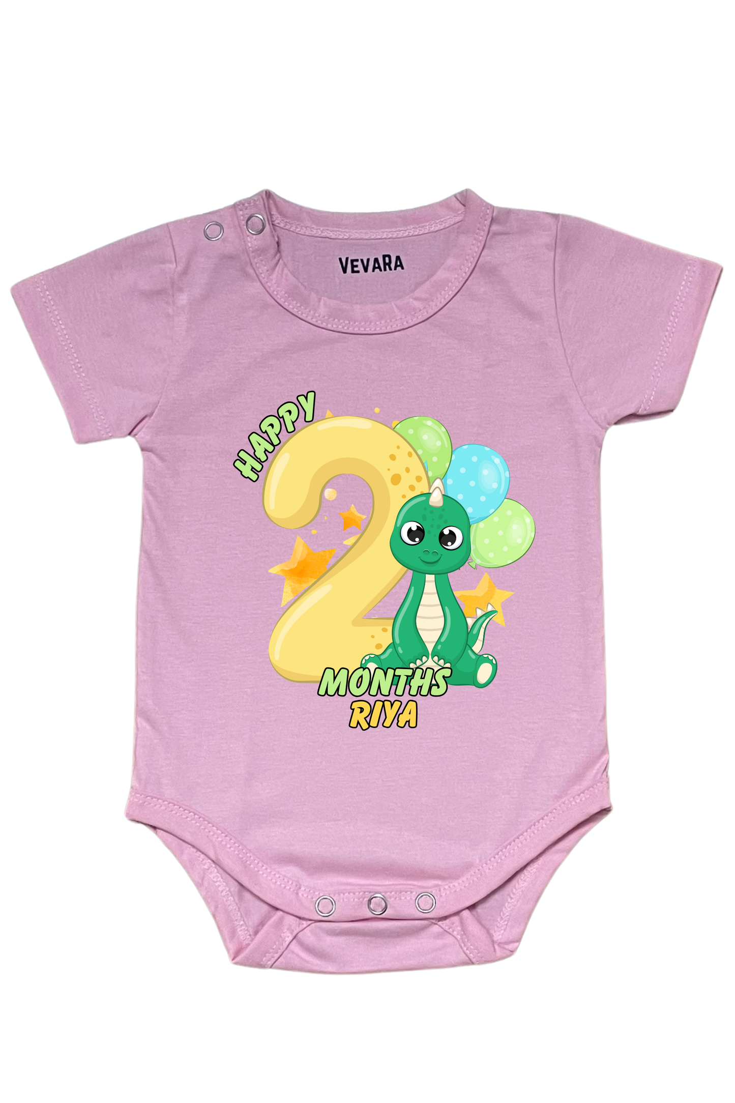 Dino Two Month Milestone With Custom Baby Name - Romper