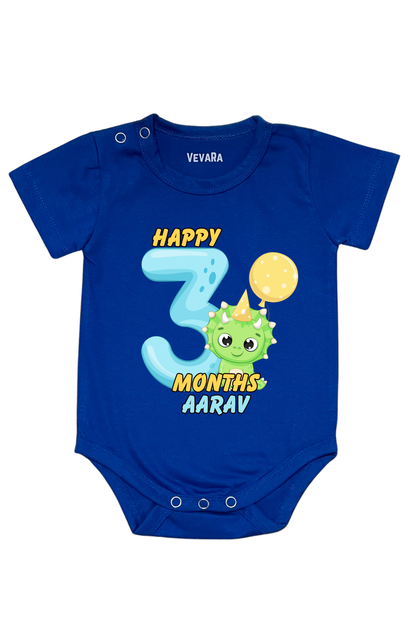 Dino Three Month Milestone With Custom Baby Name - Romper