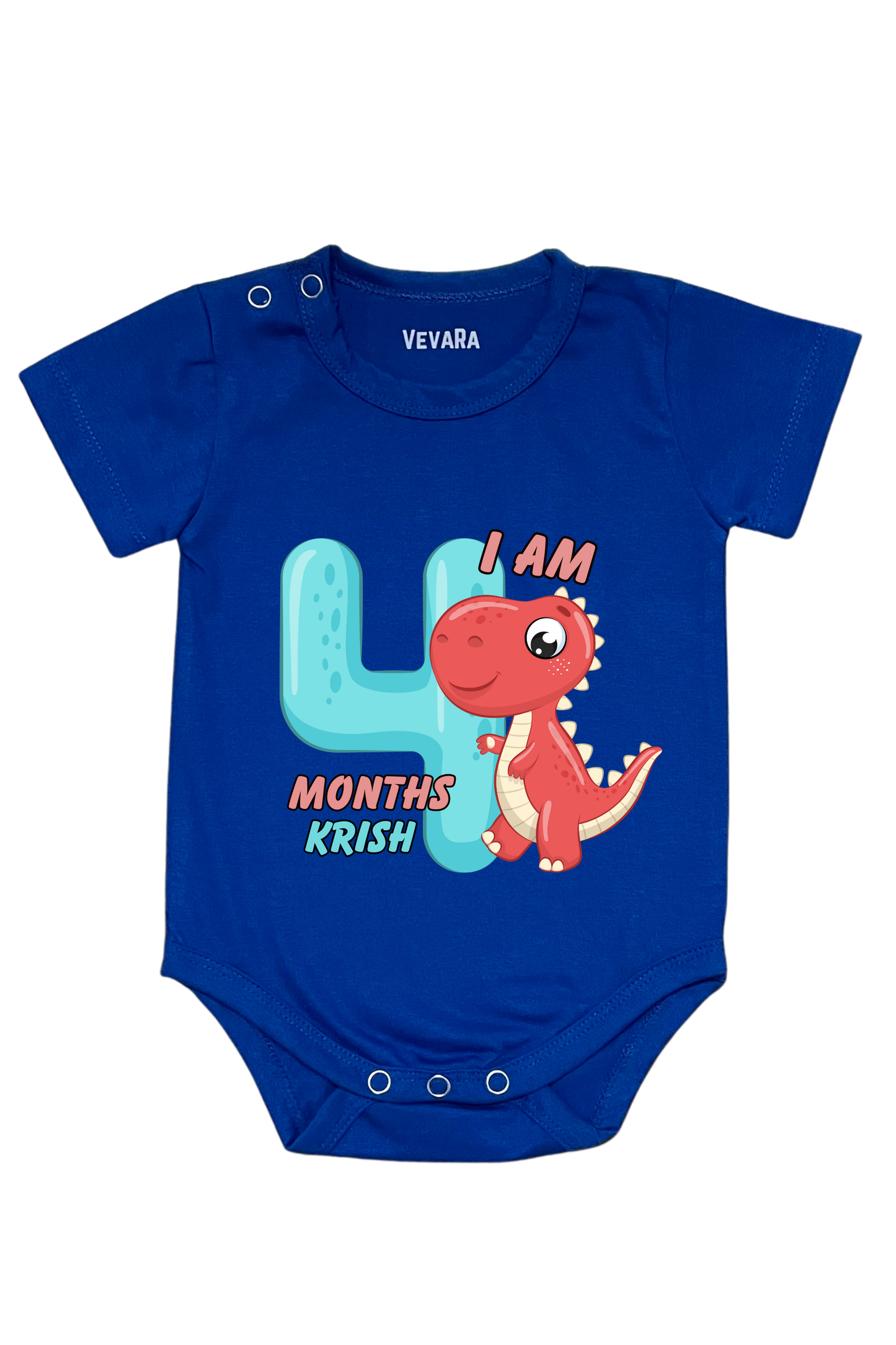 Dino Four Month Milestone With Custom Baby Name - Romper