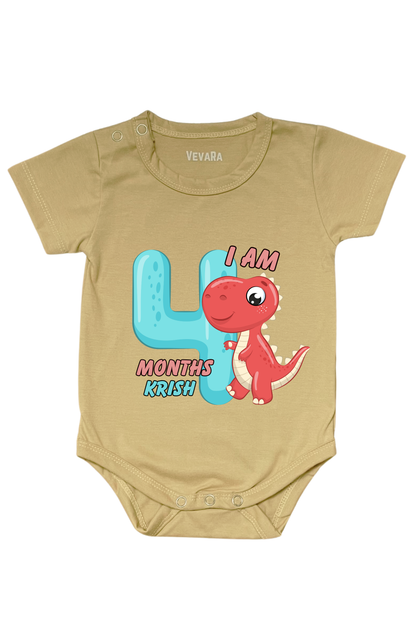 Dino Four Month Milestone With Custom Baby Name - Romper