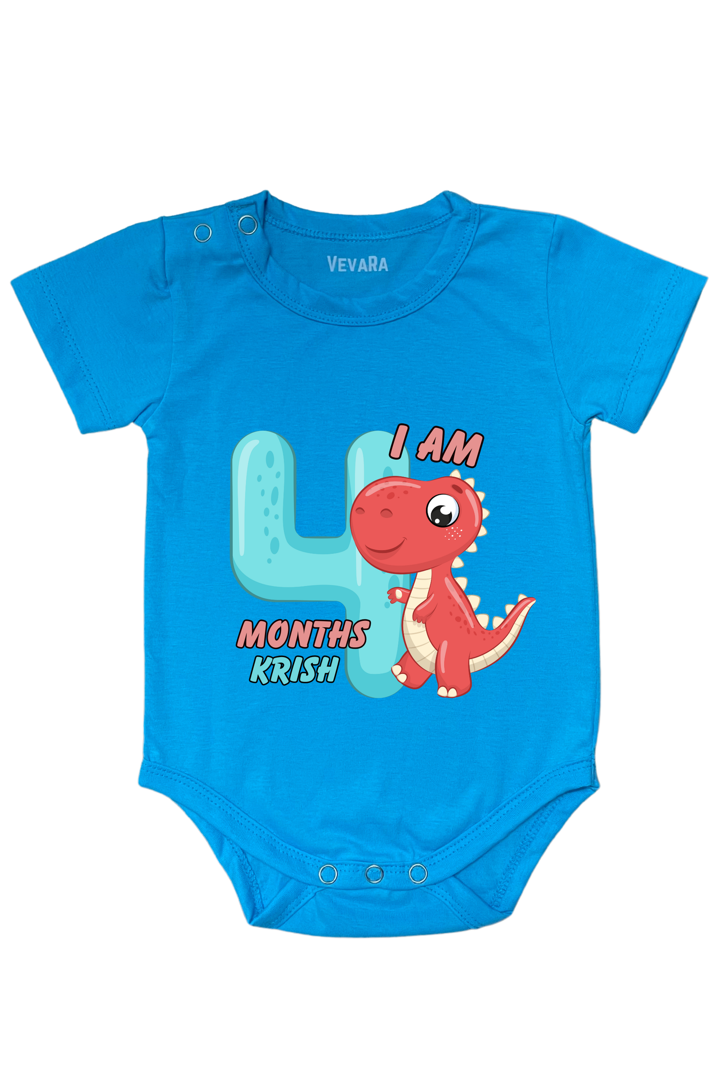 Dino Four Month Milestone With Custom Baby Name - Romper