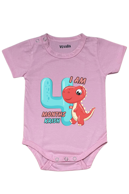 Dino Four Month Milestone With Custom Baby Name - Romper