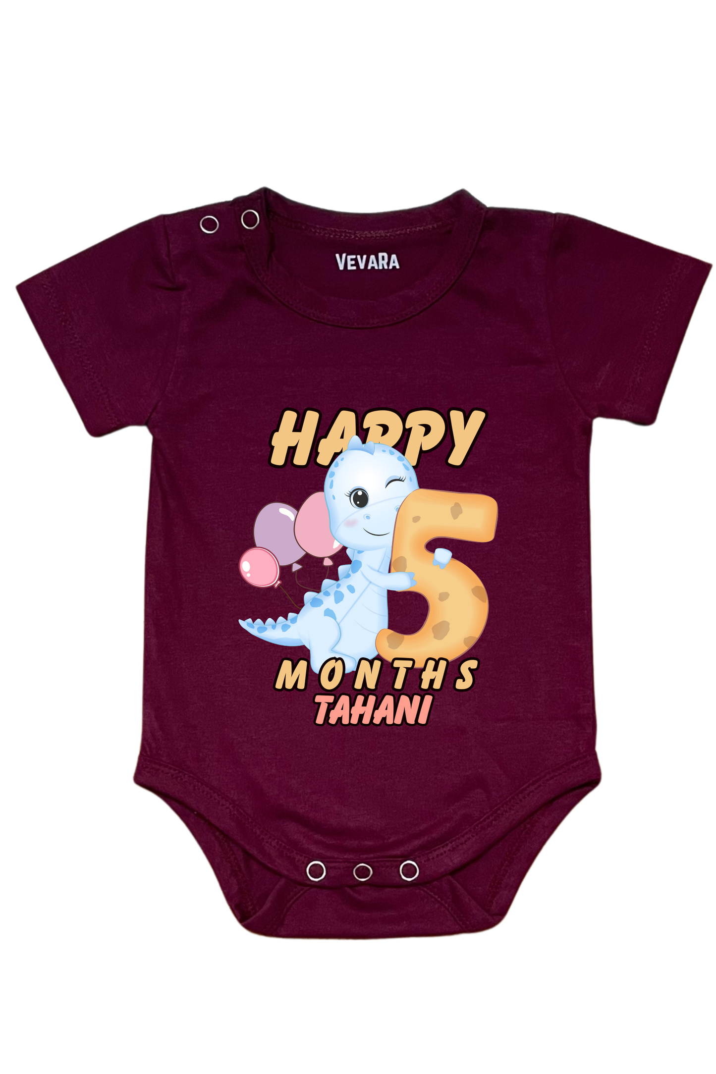 Dino Five Month Milestone With Custom Baby Name - Romper