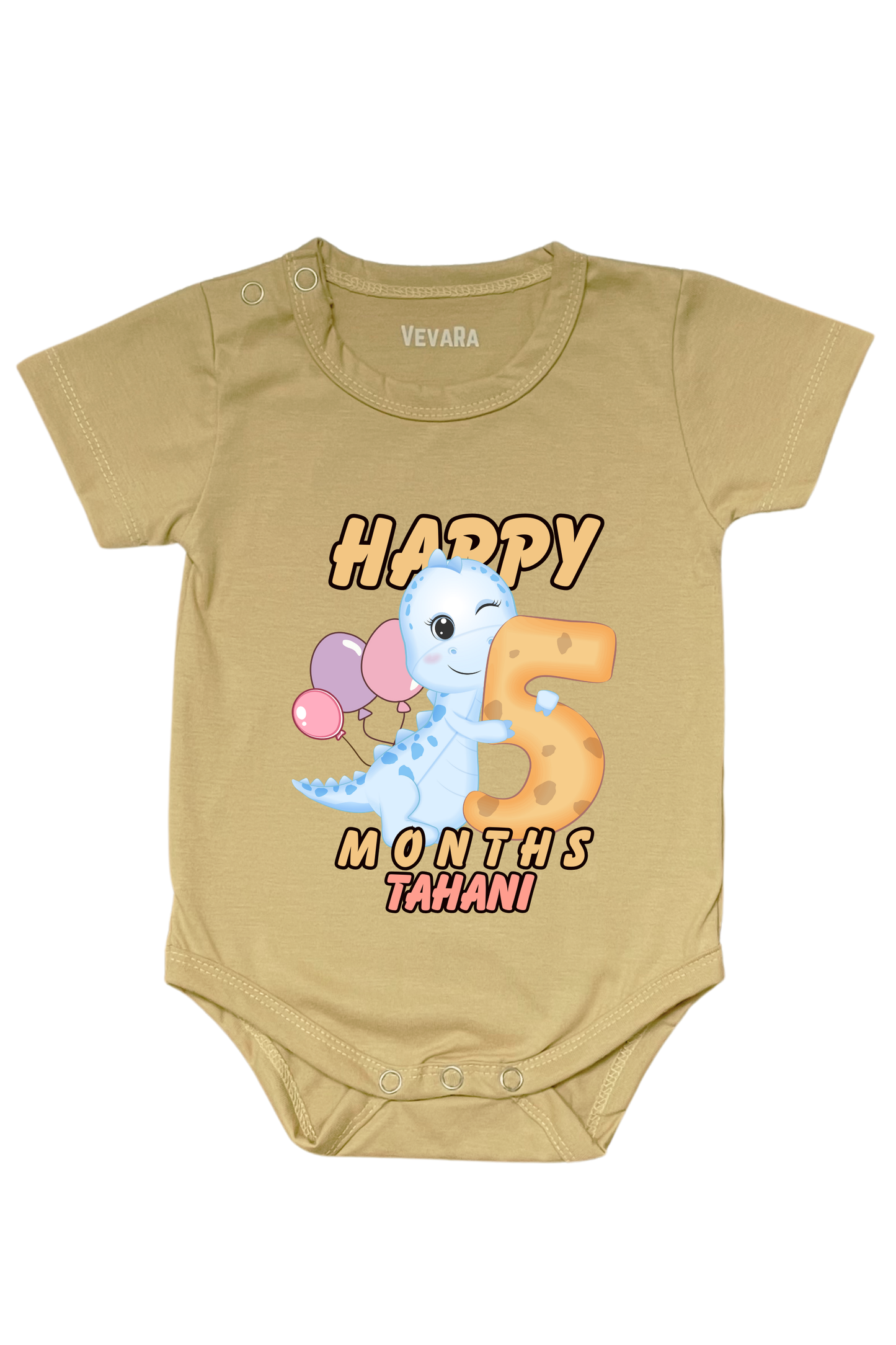 Dino Five Month Milestone With Custom Baby Name - Romper