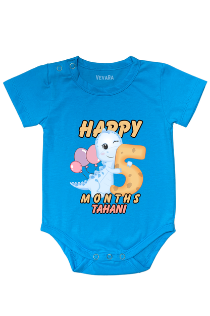 Dino Five Month Milestone With Custom Baby Name - Romper