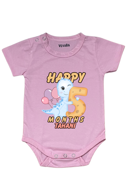 Dino Five Month Milestone With Custom Baby Name - Romper