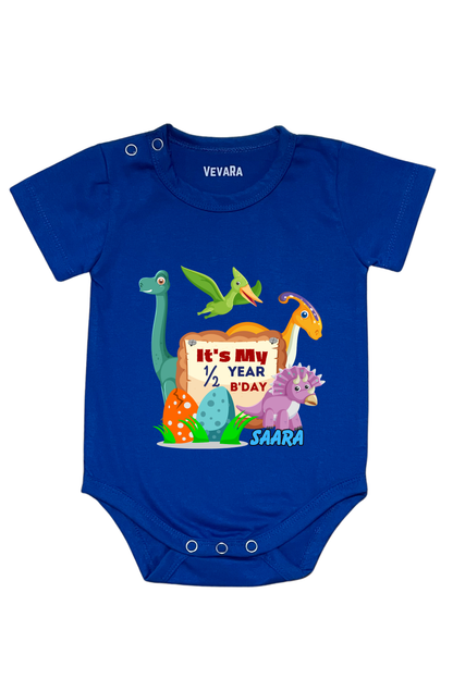 Dino Six Month Milestone With Custom Baby Name - Romper