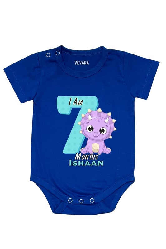 Dino Seven Month Milestone With Custom Baby Name - Romper