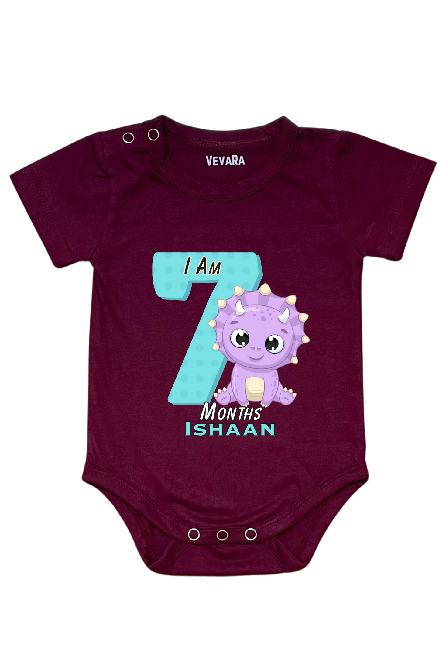 Dino Seven Month Milestone With Custom Baby Name - Romper