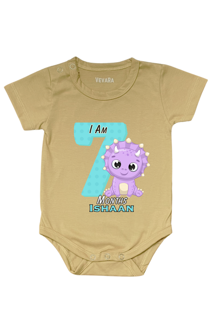 Dino Seven Month Milestone With Custom Baby Name - Romper