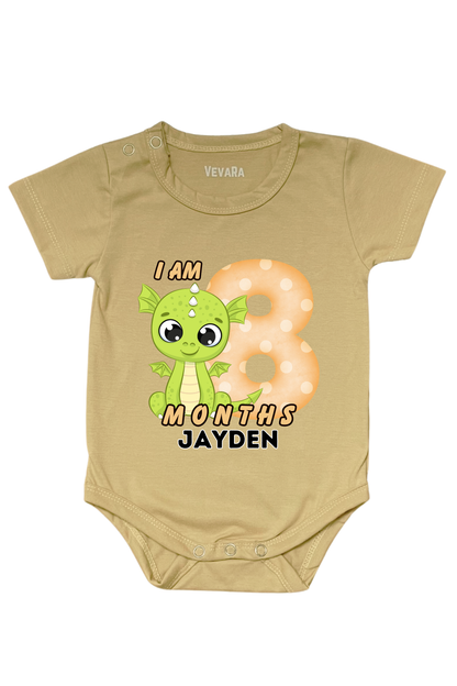 Dino Eight Month Milestone With Custom Baby Name - Romper