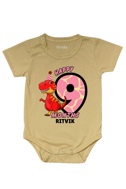 Dino Nine Month Milestone With Custom Baby Name - Romper