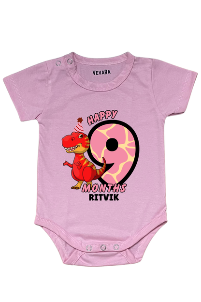 Dino Nine Month Milestone With Custom Baby Name - Romper