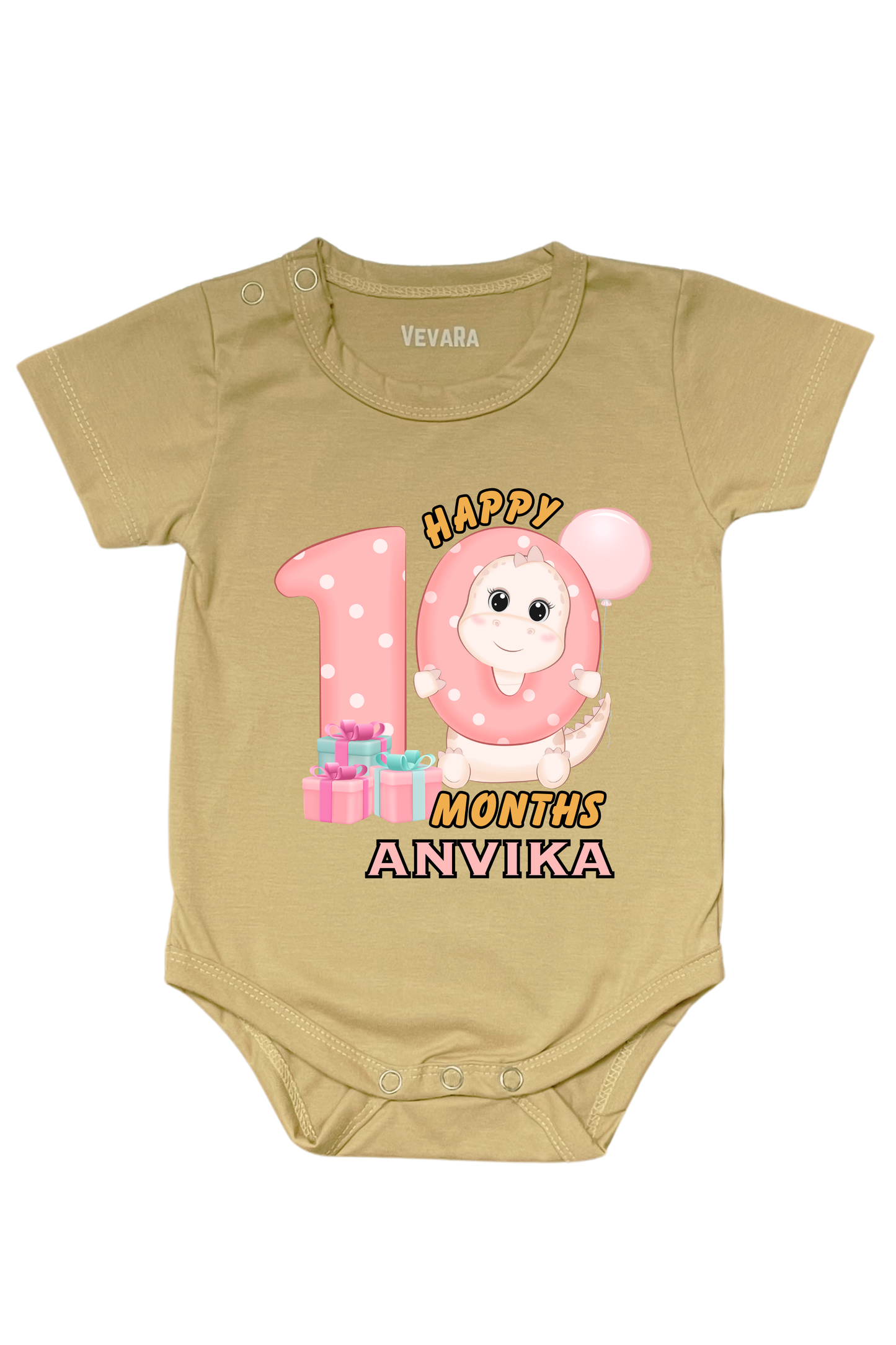 Dino Ten Month Milestone With Custom Baby Name - Romper