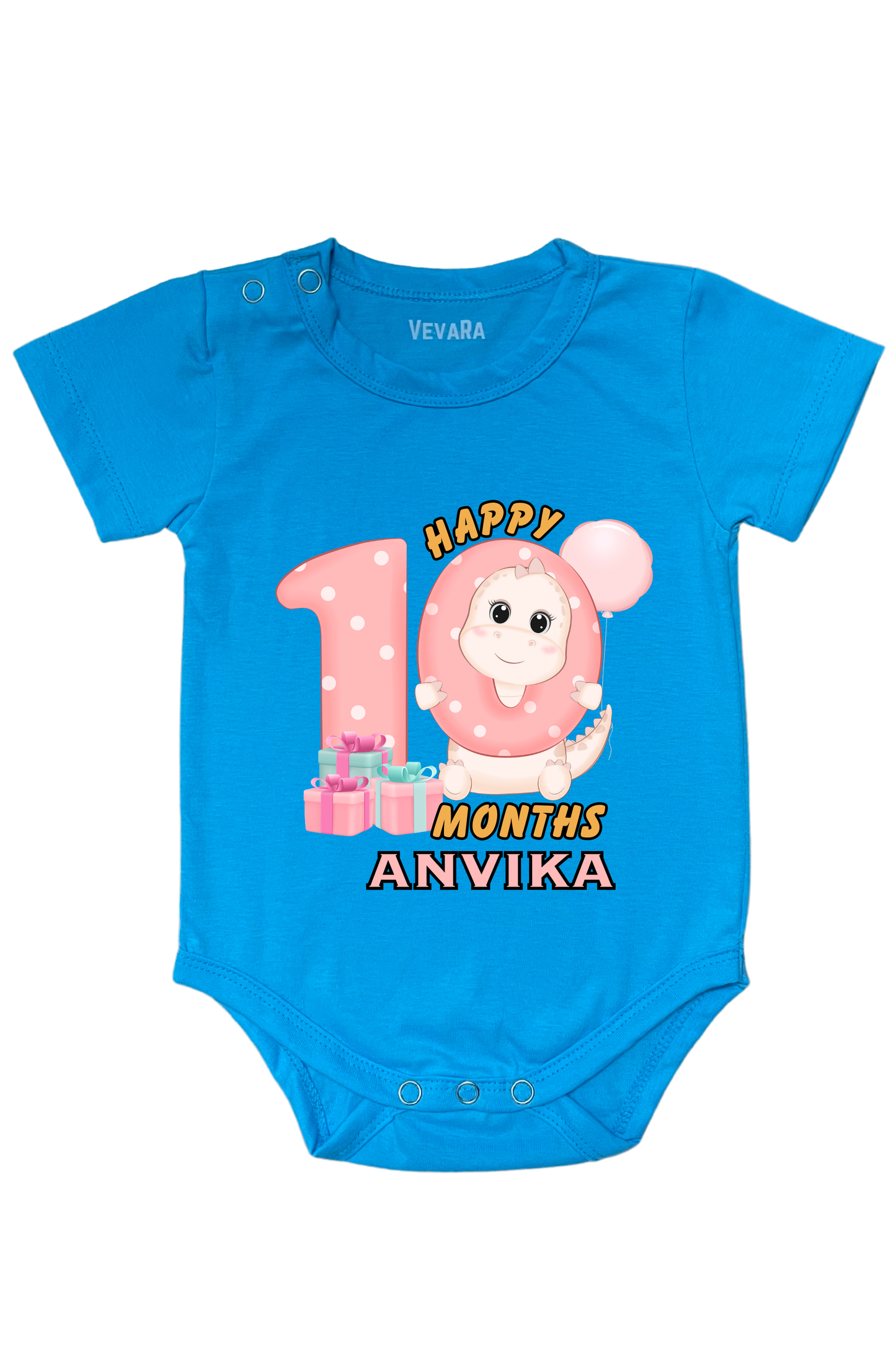 Dino Ten Month Milestone With Custom Baby Name - Romper