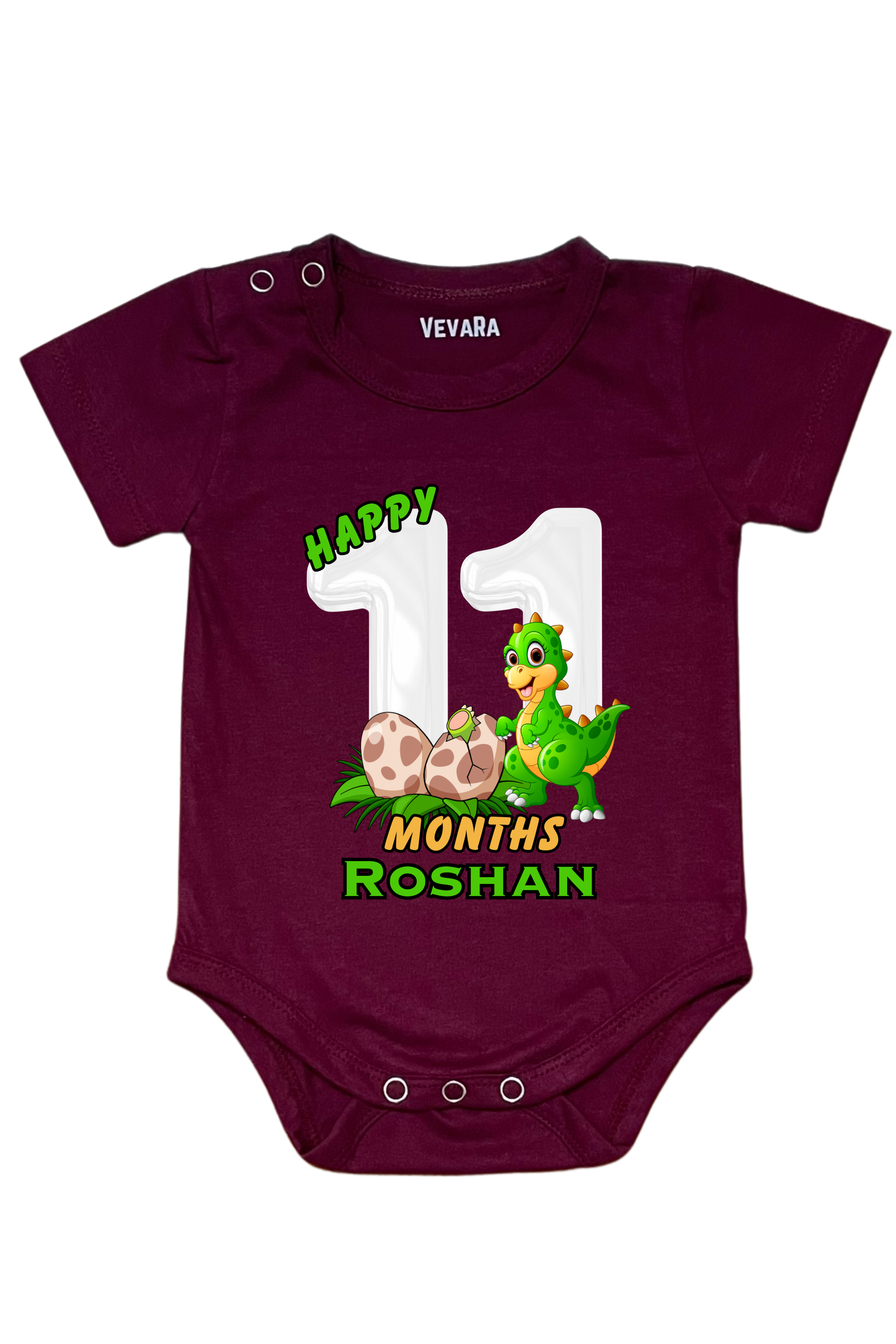 Dino Eleven Month Milestone With Custom Baby Name - Romper