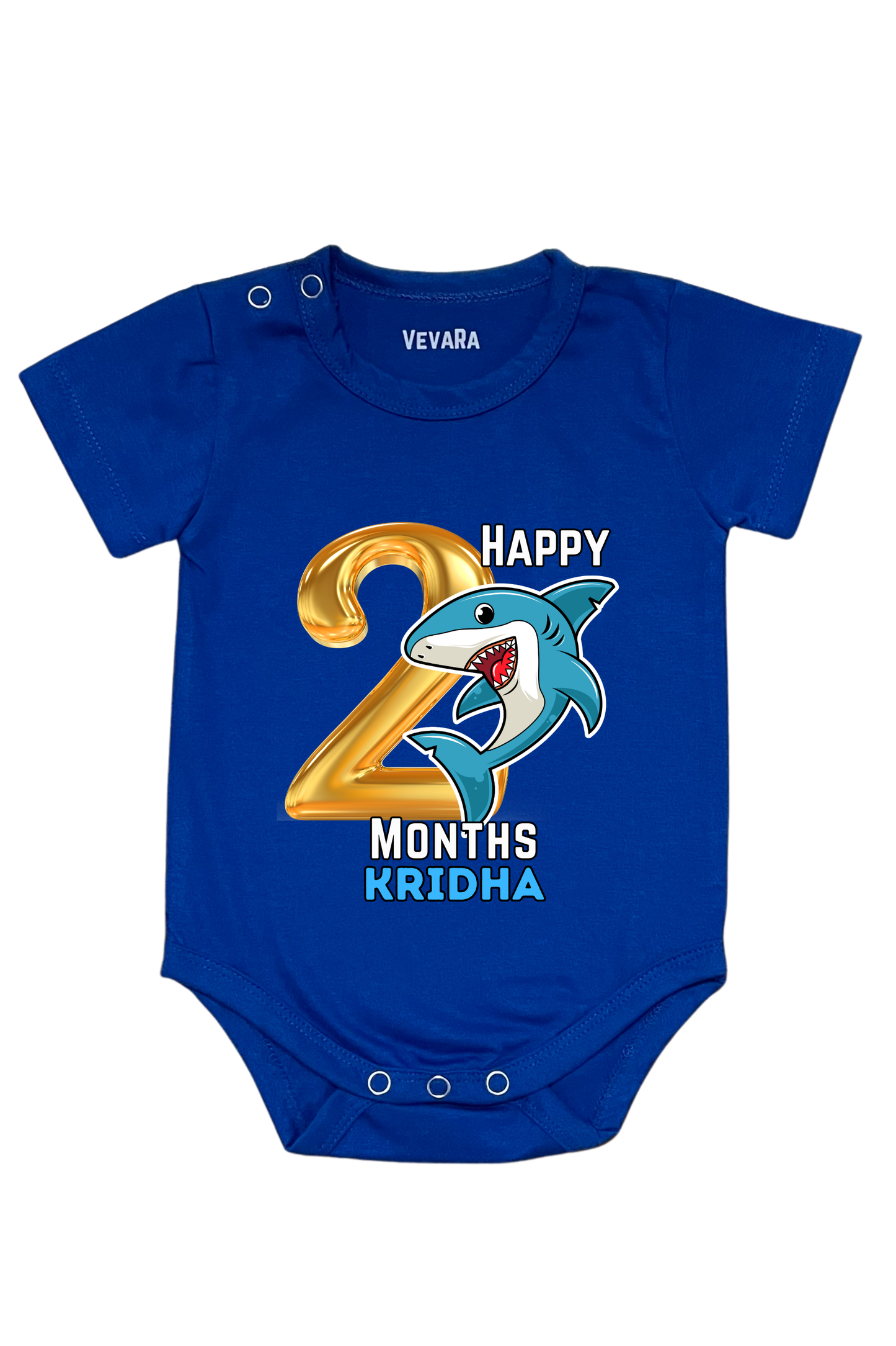 Shark Two Month Milestone With Custom Baby Name - Romper