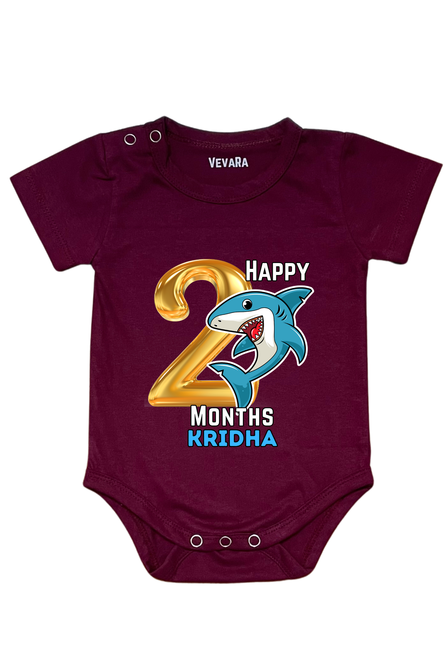 Shark Two Month Milestone With Custom Baby Name - Romper