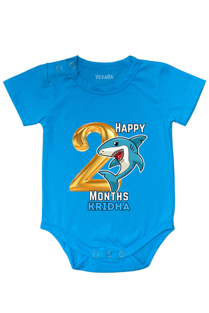 Shark Two Month Milestone With Custom Baby Name - Romper