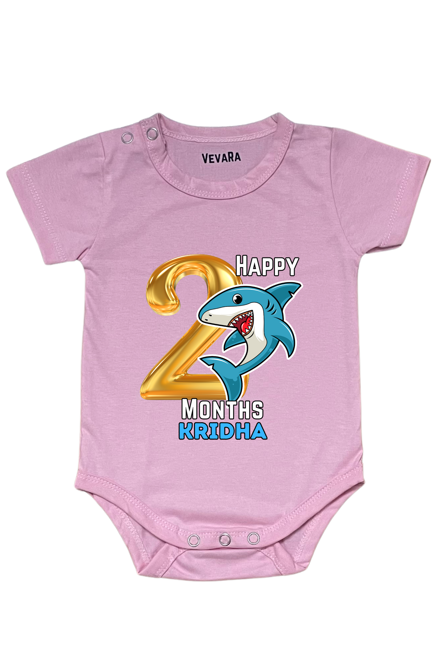 Shark Two Month Milestone With Custom Baby Name - Romper