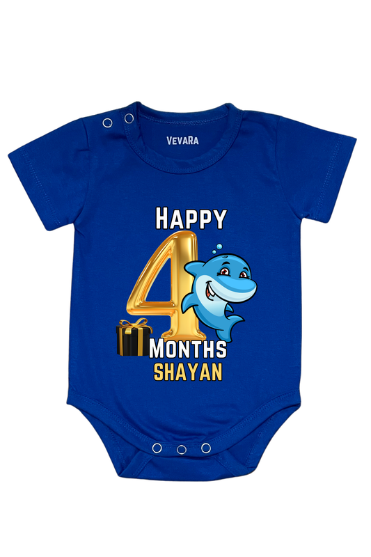 Shark Four Month Milestone With Custom Baby Name - Romper