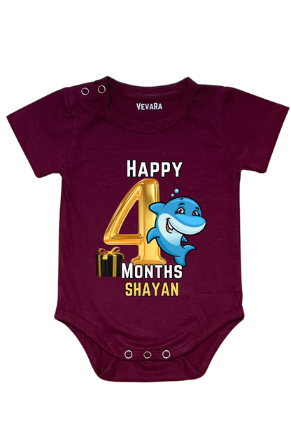 Shark Four Month Milestone With Custom Baby Name - Romper