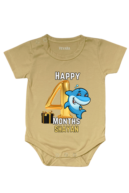 Shark Four Month Milestone With Custom Baby Name - Romper