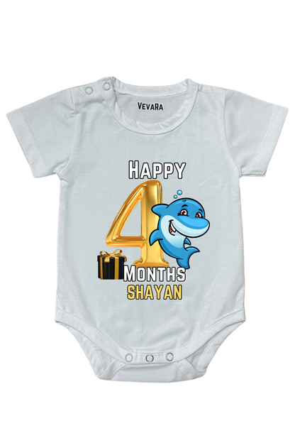 Shark Four Month Milestone With Custom Baby Name - Romper